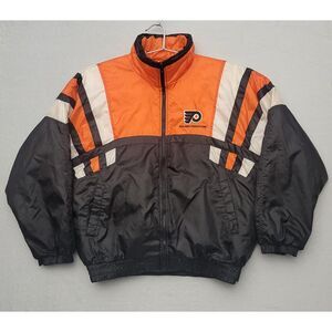 Phenom Mens NHL Philadelphia Flyers Jacket L/G Embroidered Logo Black Orange